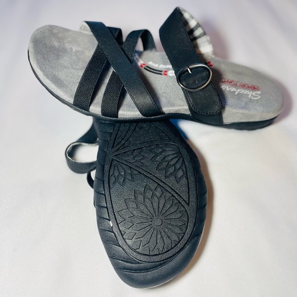 Skechers Black Arch Fit Reggae Trek Women’s Memory Foam Velcro Sandal Sz 9 - Picture 4 of 6